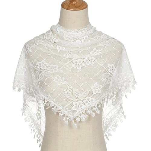GGAUBAIFI Dreieck-Blumen-Kapellenschleier, katholischer lateinischer Mess-Kopfbedeckungs-Blumen-Spitzenschal, Mantilla-Schleier für die Kirche mit Quasten von GGAUBAIFI