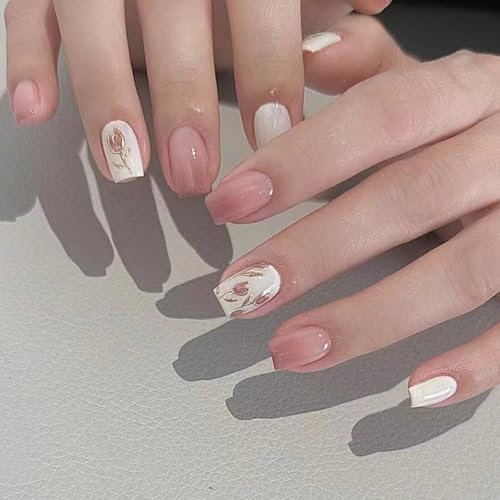 GGAUBAIFI Tulpen-Aufklebnägel, mittel, Blumen-Aufklebnägel, kurz, Aufklebnägel als Geschenk für Frauen, hervorragend passendes, natürliches, wiederverwendbares Aufklebnägel-Set, künstliche Nägel GGAUBAIFI Tulpen-Aufklebnägel, mittel, Blumen-Aufklebnägel, kurz, Aufklebnägel als Geschenk für Frauen, hervorragend passendes, natürliches, wiederverwendbares Aufklebnägel-Set, künstliche Nägel von GGAUBAIFI