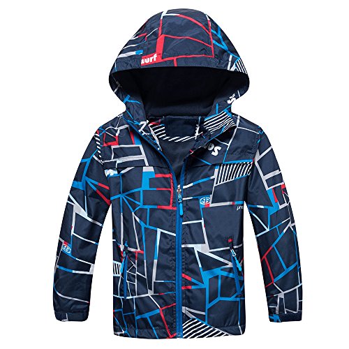 Echinodon Jungen Gefütterte Jacke wasserdicht winddicht atmungsaktiv Kinder Sportjacke Wanderjacke Übergangsjacke Trekkingjacke Blau 120 von Echinodon