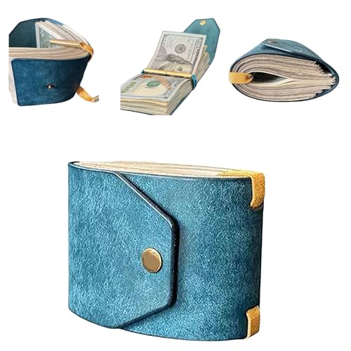GGGOAJVB Geldtasche – Schlanke Ledergeldbörse mit Schnellzugriff Geldscheinfach – Reise-Gürtelclip und Anti-Diebstahl-Design, blau von GGGOAJVB