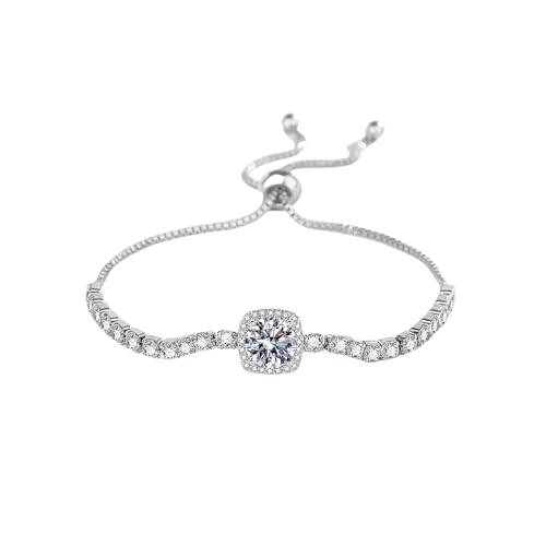 GGGOAJVB Kristall Armband, Modisches, Vielseitiges Moissanit-Armband Mit Temperament, Verstellbare Kette, Passender High-End-Schmuck Für Frauen, Weißer Diamant GGGOAJVB Kristall Armband, Modisches, Vielseitiges Moissanit-Armband Mit Temperament, Verstellbare Kette, Passender High-End-Schmuck Für Frauen, Weißer Diamant von GGGOAJVB