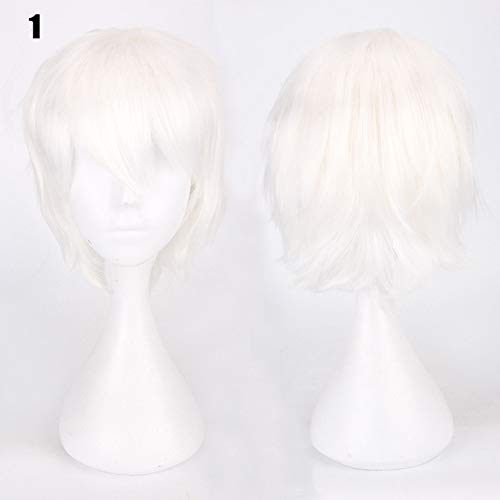 20 Farben 30cm kurze Universalperücken Schwarz Weiß Rosa Orange Lila Hitzebeständige Faserhaar Party Kostüm Cosplay Perücke + Haarnetz K049-1 von GGJKB