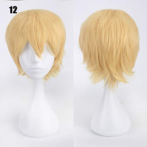 20 Farben 30cm kurze Universalperücken Schwarz Weiß Rosa Orange Lila Hitzebeständige Faserhaar Party Kostüm Cosplay Perücke + Haarnetz K049-12 von GGJKB