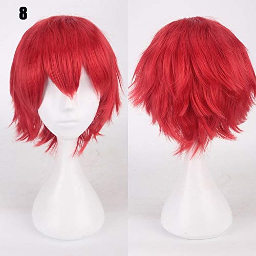 20 Farben 30cm kurze Universalperücken Schwarz Weiß Rosa Orange Lila Hitzebeständige Faserhaar Party Kostüm Cosplay Perücke + Haarnetz K049-8 von GGJKB