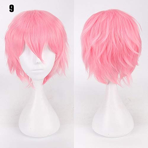 20 Farben 30cm kurze Universalperücken Schwarz Weiß Rosa Orange Lila Hitzebeständige Faserhaar Party Kostüm Cosplay Perücke + Haarnetz K049-9 von GGJKB