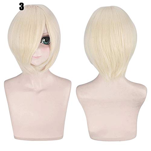 28 Farben 30cm Kurzes Kostüm Party Cosplay Perücke Schwarz Weiß Lila Blau Gelb Hitzebeständige Faser Universal Perücken Pony Peluca 3 von GGJKB
