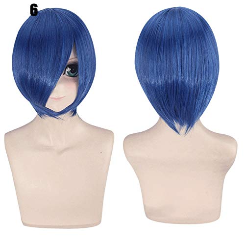 28 Farben 30cm Kurzes Kostüm Party Cosplay Perücke Schwarz Weiß Lila Blau Gelb Hitzebeständige Faser Universal Perücken Pony Peluca 6 von GGJKB