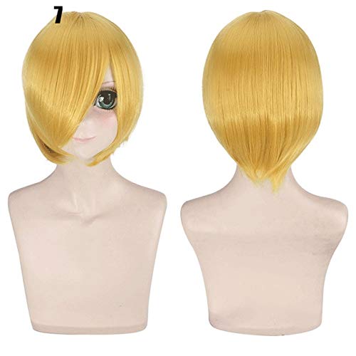 28 Farben 30cm Kurzes Kostüm Party Cosplay Perücke Schwarz Weiß Lila Blau Gelb Hitzebeständige Faser Universal Perücken Pony Peluca 7 von GGJKB