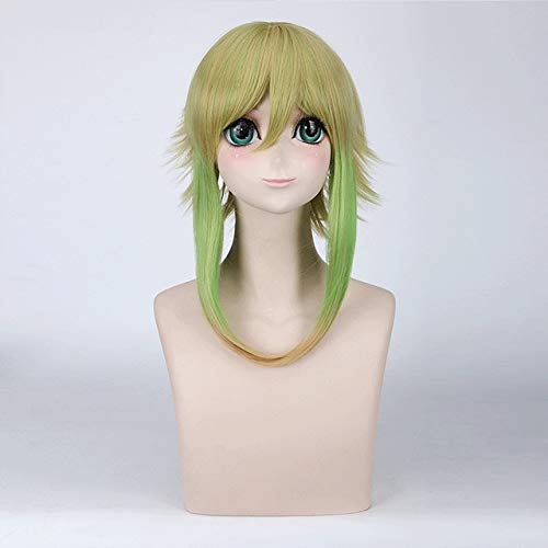 3 Styles Perücken Vocaloid Gumi Perücke Cosplay Kostüm Frauen Gelb-grün Farbverlauf Mittellanges Kunsthaar Vocaloid Gumi Perucas DM648 von GGJKB