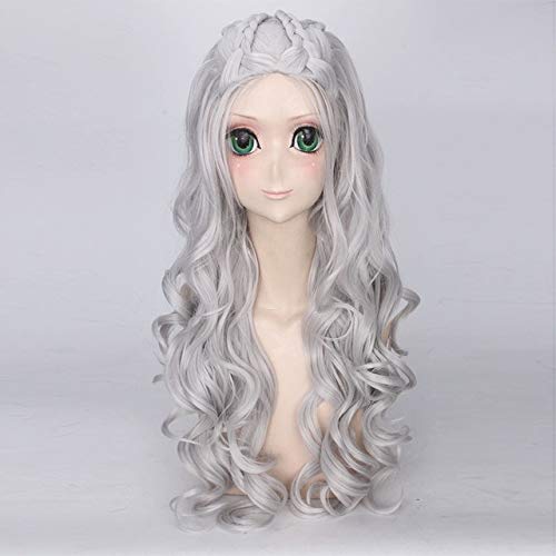 Anime Film White Queen Cosplay Perücke Hellgelb und Silber Welliges Geflecht Synthetisches Haar Party Kostüm Perücken Alice Wonderland dm765 2 von GGJKB