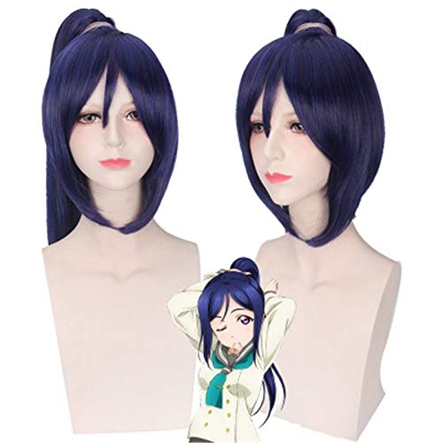 Anime Lovelive Sonnenschein Kanan Matsuura Perücke Cosplay Kostüm Liebe Live Aqours Dunkelblau Synthetisches Haar Party Rollenspiel Perücken von GGJKB
