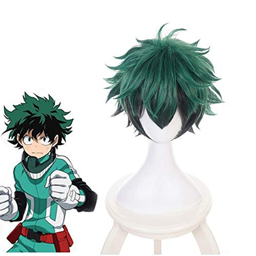 Anime My Boku Kein Held Academia Izuku Midoriya Perücke Cosplay Kurzes Grün Schwarz Synthetisches Haar Halloween Kostüm Party Perücken + Perückenmütze von GGJKB