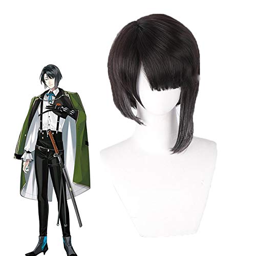 Anime Touken Ranbu Online Matsui Gou Cosplay Perücken Schwarz Grau Farbverlauf Kurze Synthetische Haar Perücke von GGJKB
