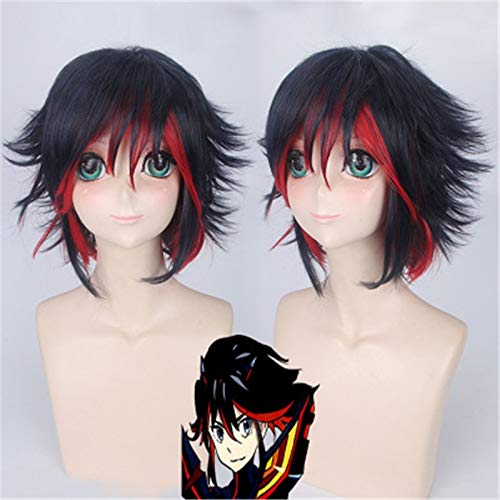 Anime Universal Perücken töten La töten Matoi Ryuko Cosplay Perücke für Frauen Kurze lockige synthetische Haar Perücke schwarz und rot Farbverlauf von GGJKB
