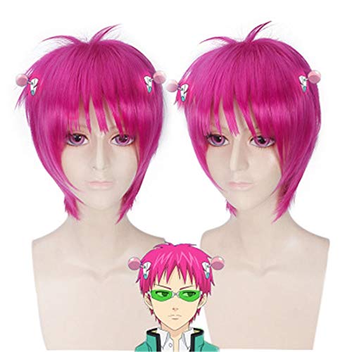 Anime das katastrophale Leben von Saiki K. Cosplay Perücke Saiki Kusuo gerade kurze rosa synthetische Haare Halloween Party Kostüm Perücken von GGJKB