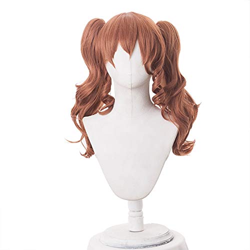 Arknights Angelina Perücke Cosplay Kostüm Lang lockig Hitzebeständiges Faserhaar Perucas Anime Perücken mit doppeltem Pferdeschwanz KUZW1821 von GGJKB