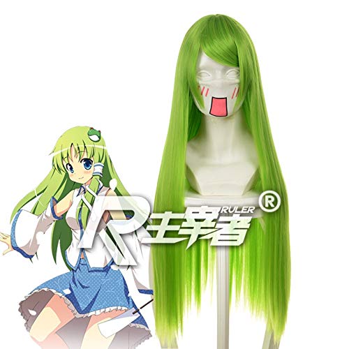 Code Geass Kochiya Sanae Abeno Yasuaki Cosplay Perücken Synthetisches Haar Grün Langes glattes Haar Kotiya Sanae Anime Kostüm Perücke KUZZ9196 von GGJKB
