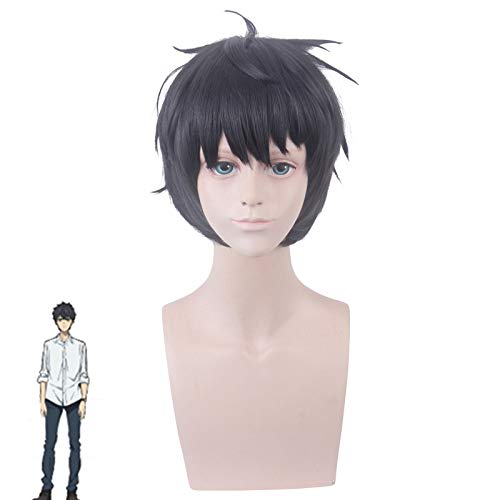 Erfundene Inferenz Cosplay sakuragawa kurou Kurzes schwarz gestyltes synthetisches Haar Cosplay Perücke Hitzebeständigkeit Kostüm Perücken + Perückenkappe von GGJKB