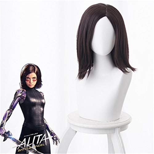 Film Alita Battle Angel Cosplay Perücken Schwarzes Haar für Frauen Alita Haar Synthetische Perücke Halloween Karneval Prop Kostüm Perucas von GGJKB
