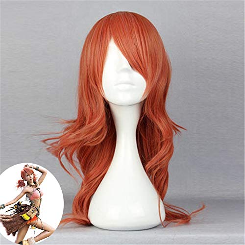 Final Fantasy Xiii Vanille Cosplay Perücken Oerba Dia Vanille Orange Lockige Hochtemperatur-Faserhaarperücke + Perückenkappe von GGJKB