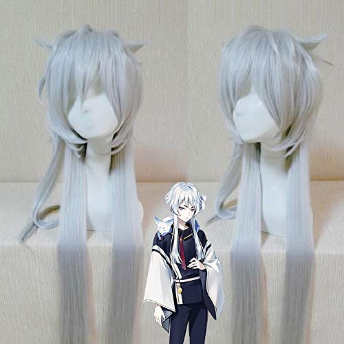 Hochwertige Touken Ranbu Online Kogitsunemaru Cosplay Perücke Mittellange silberne synthetische Haare Unisex Anime Kostüm Perücken von GGJKB