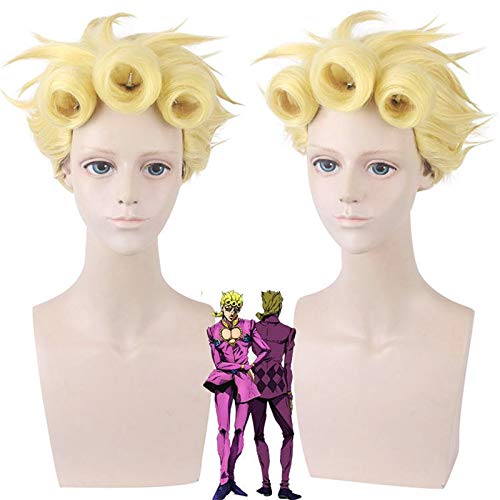JoJos bizarres Abenteuer Giorno Giovanna Goldene Cosplay Perücke Synthetisch gestyltes Haar Halloween Rollenspiel GIOGIO + Perückenkappe PL-295 von GGJKB