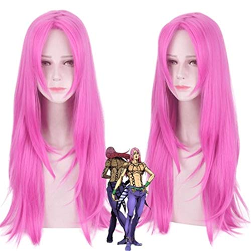 Jojos bizarres Abenteuer Diavolo Cosplay Perücke Rose Rot Langes glattes Kunsthaar GIOGIO Cosplay Kostüm Perücken Anime von GGJKB