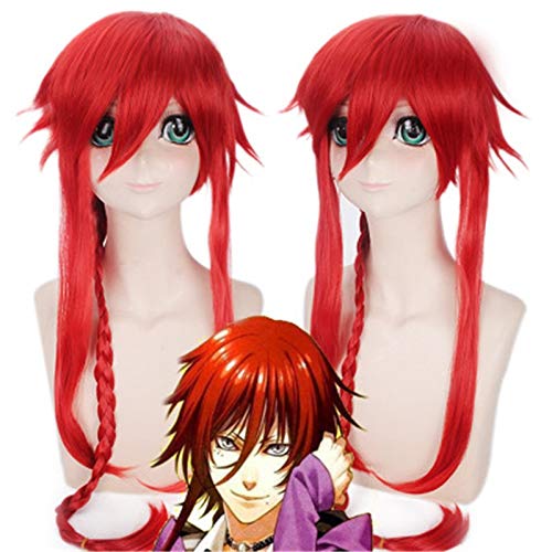 Kamigami No Asobi Loki Laevatein Cosplay Perücken für Frauen Mann Unisex Rot Langes Geflecht Synthetisches Haar Anime Kostüm Perücke von GGJKB