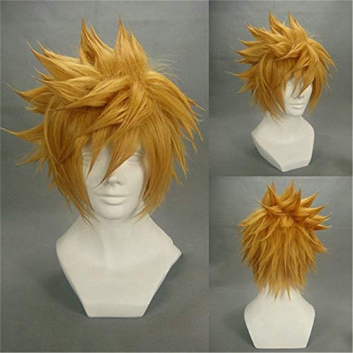 Kingdom Hearts Ventus Roxas Kurzes Goldgelb Hochtemperatur-Faserhaar Halloween-Kostüm Cosplay Perücken + Perückenkappe von GGJKB