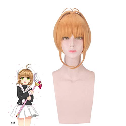 Kinomoto Sakura CardCaptor Cosplay Perücke Frauen Kurzes Synthetisches Haar Card Captor Sakura Anime Kostüm Rollenspiel Perücken von GGJKB
