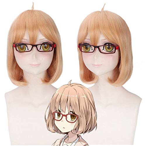 Kyokai No Kanata Kuriyama Mirai Cosplay Perücke Kurz Orange Pink Synthetisches Haar Halloween Kostüm Rollenspiel Perücken Anime Perucas von GGJKB