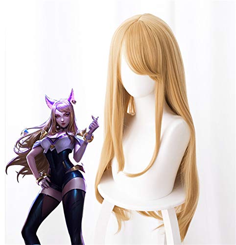 LOL KDA Ahri Cosplay Perücke Star Guardian Ahri Kunsthaar Halloween Karneval Anime Kostüm Perücken One Size von GGJKB