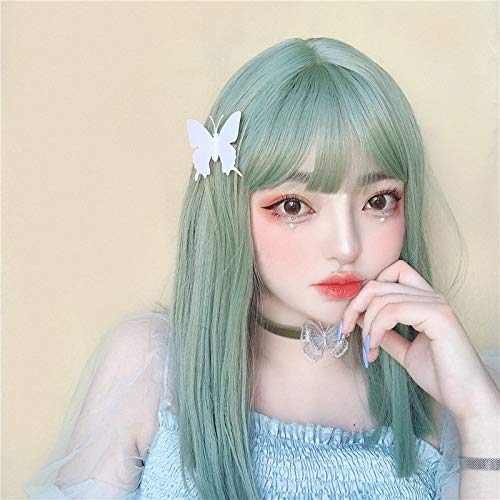 Lange Lolita Perücke Mädchen Lady Sweet Cute Mint Green Lolita mit Pony Cosplay Perücke + Free Perücke Cap T65 Lange Lolita Perücke Mädchen Lady Sweet Cute Mint Green Lolita mit Pony Cosplay Perücke + Free Perücke Cap T65 von GGJKB