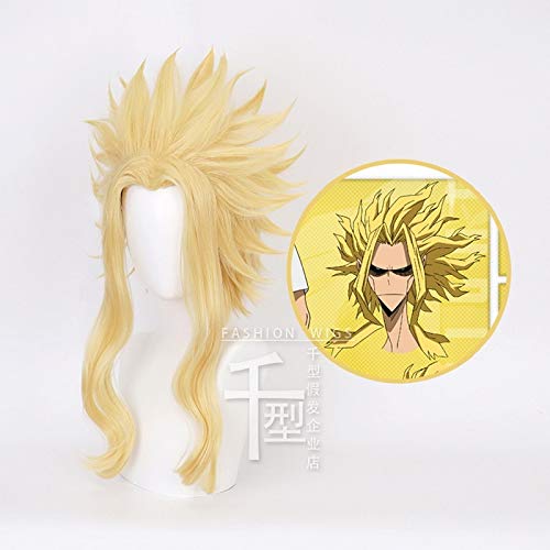 Mein Held Academia Boku no Hiro Akademia All Might Short Golden Hitzebeständig SyntheticHair Cosplay Perücken + Perückenkappe One Size von GGJKB
