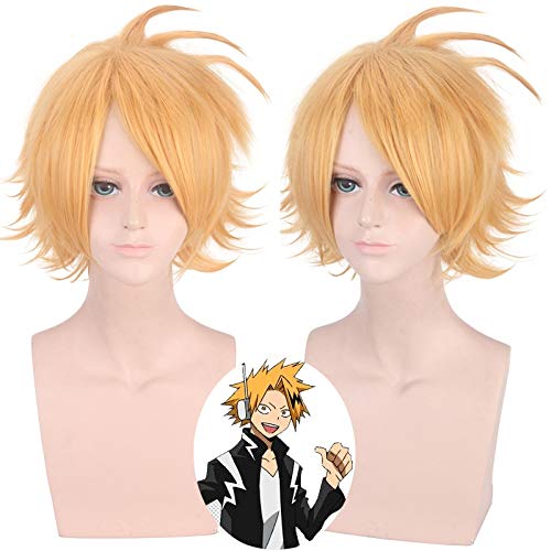 Mein Held Akademische Kaminari Denki Cosplay Perücke Männer & Frauen Gelb Zentraler Abschiedsstil Kurzes Synthetisches Haar Party Kostüm Perücken von GGJKB