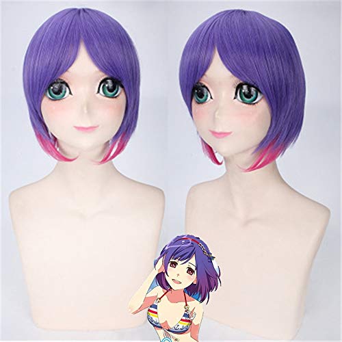 Neuankömmling Maeda Atsuko Cosplay Perücken Hiro Perücken Shortpurple Gradient Perücke Synthetisches Haar Perucas Cosplay Perücke für Männer Frauen von GGJKB