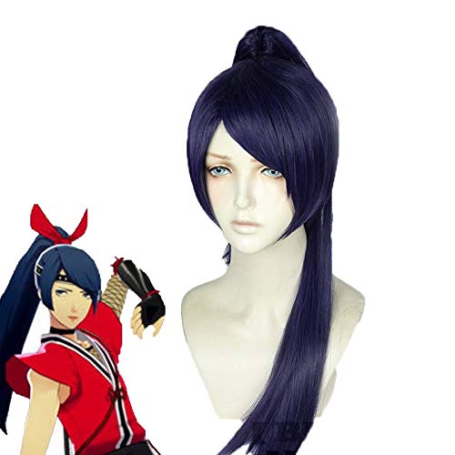 P5 Persona 5 Yusuke Kitagawa Mixed Blue Abnehmbarer Schachtelhalm Hitzebeständigkeit Synthetisches Haar Cosplay Kostüm Perücke für Frauen Mädchen Perücke und Schachtelhalm von GGJKB