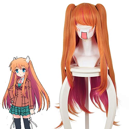 Rewrite Ohtori Chihaya Cosplay Perücke 100cm lang Gerade Orange Lila Mix Synthetisches Haar Anime Kostüm Perücken + Perücke Cap 420B von GGJKB