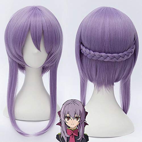 Seraph des Endes Hiiragi Shinoa Perücken Hellviolett Hitzebeständiges Kunsthaar Perucas Anime Kostüm Cosplay Perücke + Perückenkappe KUXD0077 von GGJKB