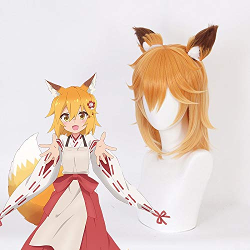 Sewayaki Kitsune no Senko-san Senko Cosplay Kostüm Perücke Haarnadel Ohr Kopfbedeckung Zubehör Lolita Gradient With Ear KUQX2 von GGJKB