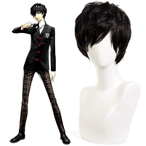 Spiel Persona 5 Joker Ren Amamiy Cosplay Perücken Hitzebeständiges Kunsthaar Kurusu Akira Halloween Karneval Party Kostüm Perücke KUJ6651 von GGJKB