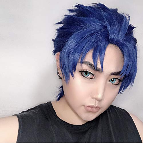 Tokyo Jojos bizarre Abenteuer Herren Jonathan Joestar Cosplay Perücke Jonathan Joestar Styled Blue Kostüm Rollenspiel Perücken Pelucas PL-246 von GGJKB