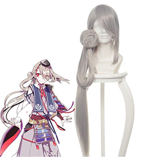 Touken Ranbu Online Imanotsurugi Cosplay Perücke Grau Lang Glatt Synthetisches Haar Halloween Karneval Anime Kostüm Perücken KUZ363r von GGJKB