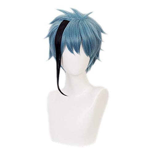 Twisted-Wonderland Floyd Jade Schwarz Blau Gemischt Kurz Hitzebeständig Synthetisches Haar Karneval Halloween Cosplay Perücke + Perücke Cap Floyd von GGJKB