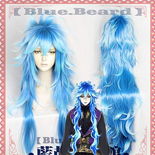 Twisted Wonderland Perücke Idia Leichentuch Cosplay Perücke 145cm Blau Farbverlauf Synthetisches Haar Halloween Party Rollenspiel Perücken + Perücke Cap von GGJKB