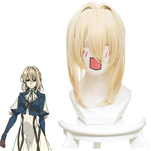 Violet Evergarden Anime Cosplay Perücke Frauen Hellgelb Geflecht Haar Synthetisches Haar Kostüm Party Geflochtene Perücken von GGJKB