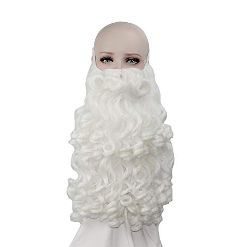 Weihnachtsmann Weihnachtsmann Perücke und Bart lockig lang weiß Urlaub Kostüm Haarteil Weihnachtsmann Cosplay Perücken Weihnachten Pelucas ZL001 von GGJKB