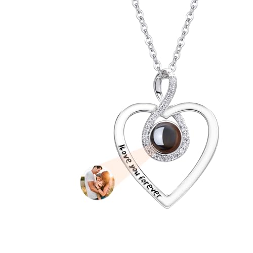 GGKAFACOI Halskette mit Bild im Inneren, Foto-Halskette mit individuellem Bild, Erinnerungshalskette mit Bild für Muttertag, Geburtstag, Jubiläum, Gedenkgeschenke (Stli1-7) von GGKAFACOI