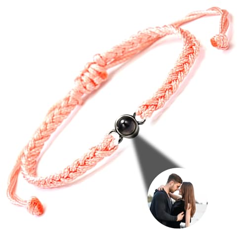 GGKAFACOI Projektion Armband Foto,Personalisiertes Projektions Armband mit Foto, maßgeschneidertes Armband mit Bild im Stein für Paare,Freund & Freundin (Rosa Armbänder + Schwarze) von GGKAFACOI