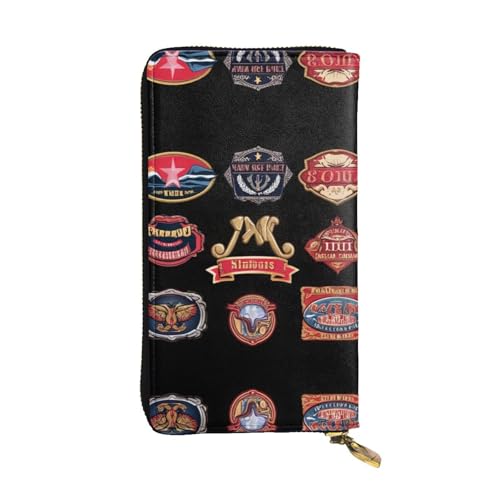 GGNKDL Bedrucktes Muster, lange Damen-Geldbörse aus Leder, großes Fassungsvermögen, Kreditkarten-Reißverschlusstasche von GGNKDL